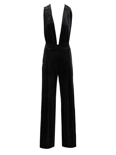 Amazuìn Gily Velvet Jumpsuit Jewelry Black In Black