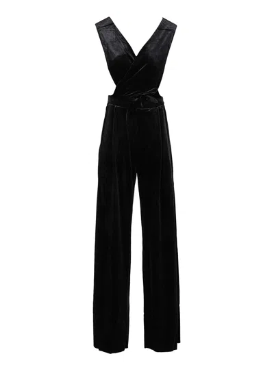 Amazuìn Gily Velvet Jumpsuit Jewelry Black In Black