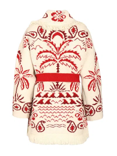 Alanui Embroidered Wool Blend Glimpse Of Eden Cardigan In Neutral