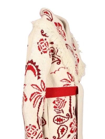 Alanui Embroidered Wool Blend Glimpse Of Eden Cardigan In Neutral