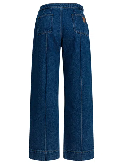 Soeur Wide-leg Denim Trousers Back Pockets In Blue