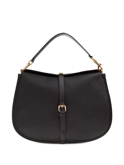 Etro Buckle-fastening Extra-large Leather Shoulder Bag In Brown