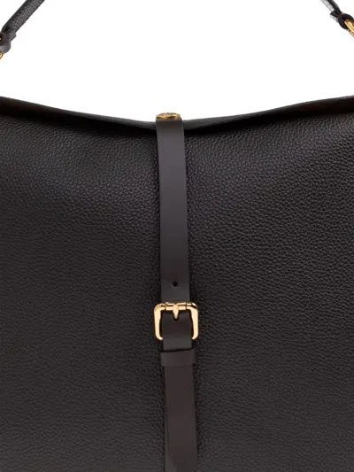 Etro Buckle-fastening Extra-large Leather Shoulder Bag In Brown