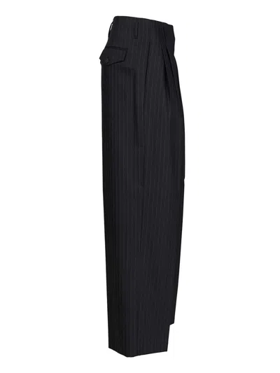 Golden Goose Journey W's Sartorial Pleated Flavia Pant Pinstripe Vw Trousers Blue In Black