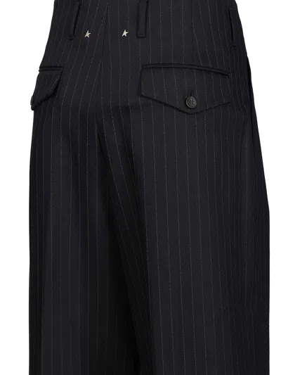Golden Goose Journey W's Sartorial Pleated Flavia Pant Pinstripe Vw Trousers Blue In Black