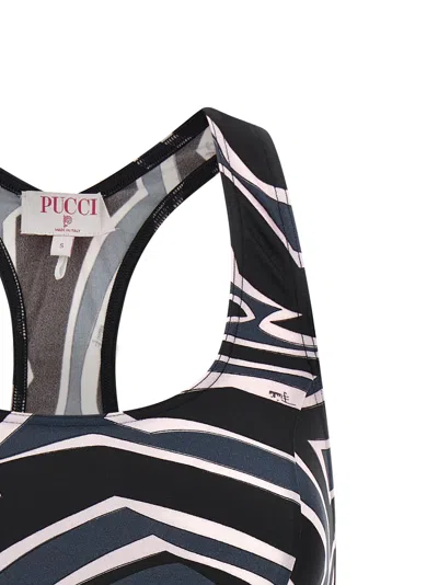 Pucci Geometric Racerback Top For Modern Style In Blue