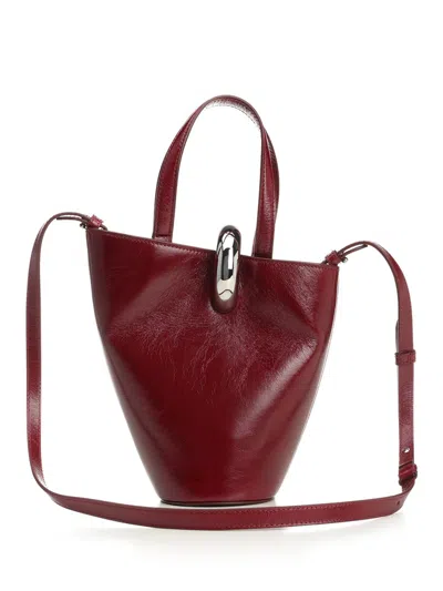 Jacquemus Trapezoidal Red Leather Handbag With Silver Detailing