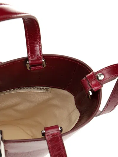 Jacquemus Trapezoidal Red Leather Handbag With Silver Detailing