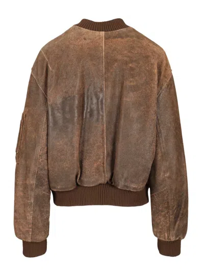Dfour Leather Bomber Jacket Jackets Brown In Brown