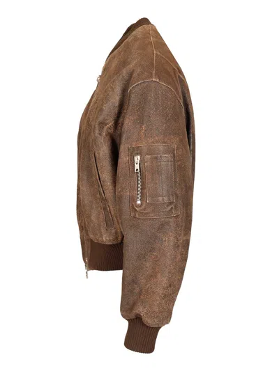 Dfour Leather Bomber Jacket Jackets Brown In Brown