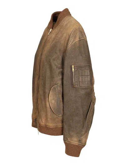 Golden Goose Retro Inspired Bomber Jacket Pockets In Brown