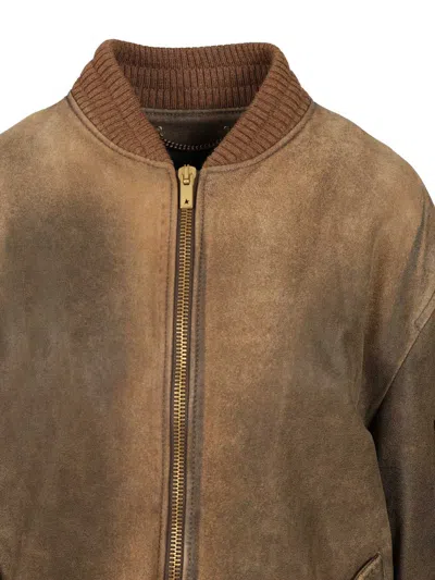 Golden Goose Retro Inspired Bomber Jacket Pockets In Brown