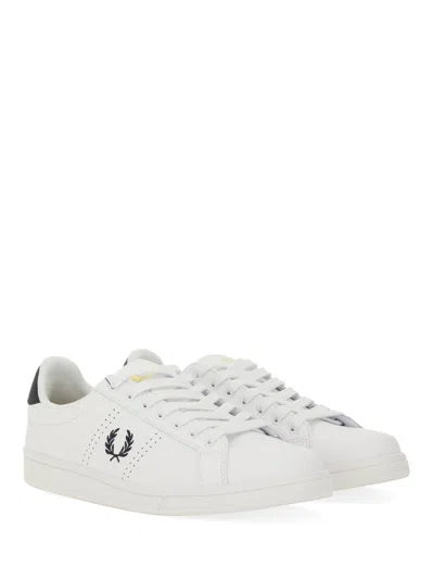 Fred Perry Round Toe Sneakers Featuring Perforated Sides In Animal Print