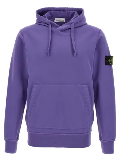 Stone Island Hoodie With Logo Badge And Kangaroo Pocket In Purple