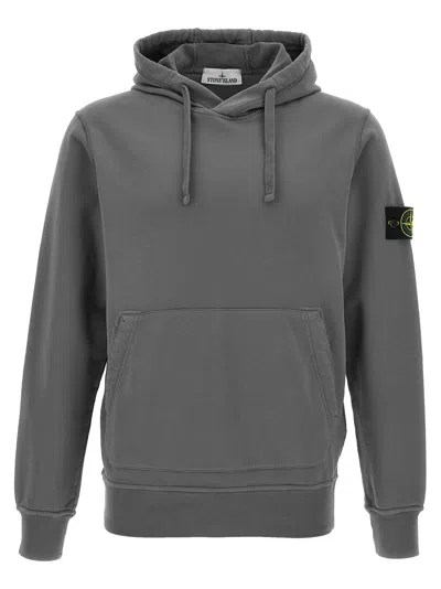 Stone Island Cotton Pullover With Hood And Pocket In Gray