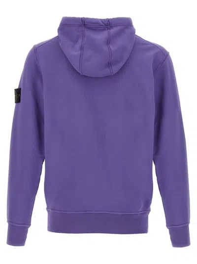 Stone Island Hoodie With Logo Badge And Kangaroo Pocket In Purple