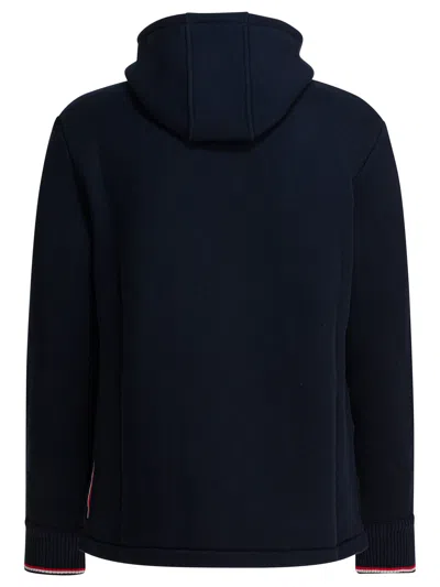 Thom Browne Oversized Hoodie Pullover With Rwb Tipping Stripe In Chunky Loopback Clothing In Blue
