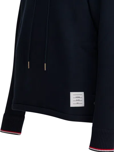 Thom Browne Oversized Hoodie Pullover With Rwb Tipping Stripe In Chunky Loopback Clothing In Blue