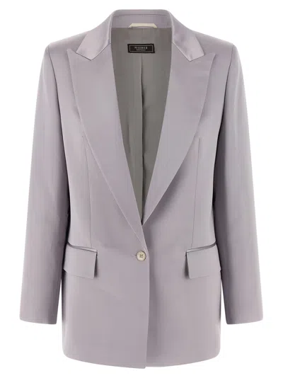 Peserico Lace-up Dress Coat In Gray