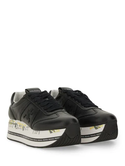 Premiata Beth Sneakers In Fabric And Black Leather In Black