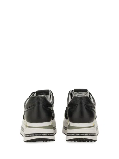 Premiata Beth Sneakers In Fabric And Black Leather In Black