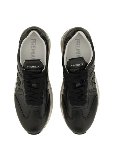 Premiata Beth Sneakers In Fabric And Black Leather In Black