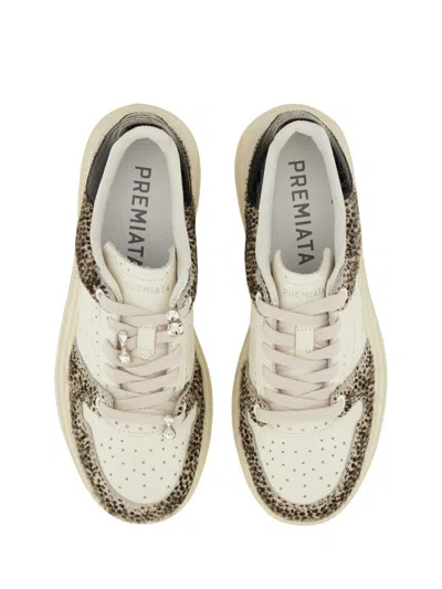 Premiata Low-top Sneaker With Spotted Animal Print And Textured Sole In Multi