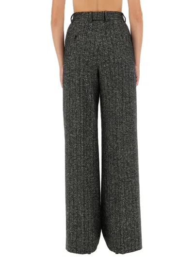 Dolce & Gabbana Wool Trousers With Back Pocket And Pleated Design In Gray