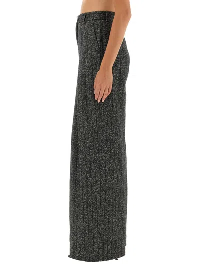 Dolce & Gabbana Wool Trousers With Back Pocket And Pleated Design In Gray