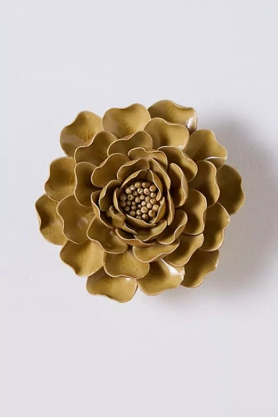 Chive Yellow Ceramic Flower Gallery Wall Charm In Brown