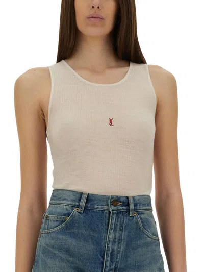 Saint Laurent Tank Top "cassandras" In White
