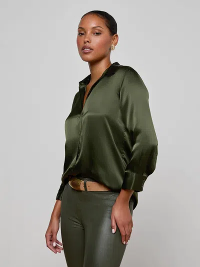 L'agence Dani Silk Blouse In Green