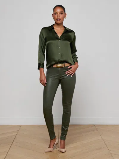 L'agence Dani Silk Blouse In Green