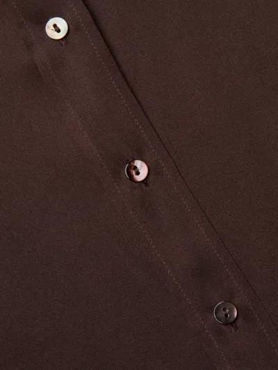 L'agence Dani Silk Charmeuse Blouse In Brown