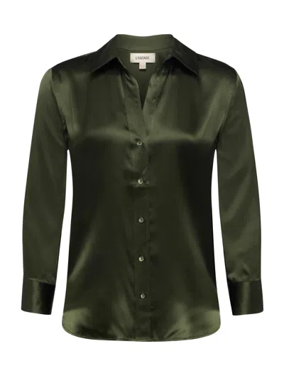L'agence Dani Silk Blouse In Green