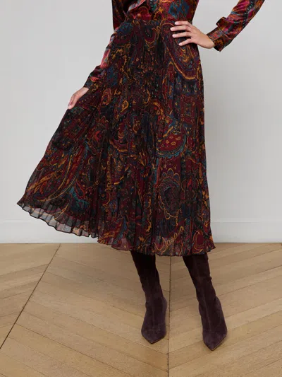 L'agence Fernanda Pleated Midi Skirt In Multi