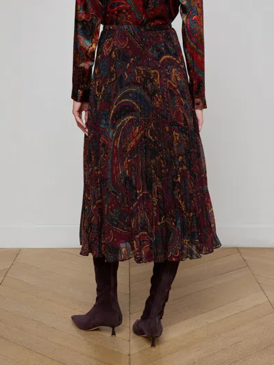 L'agence Fernanda Pleated Midi Skirt In Multi