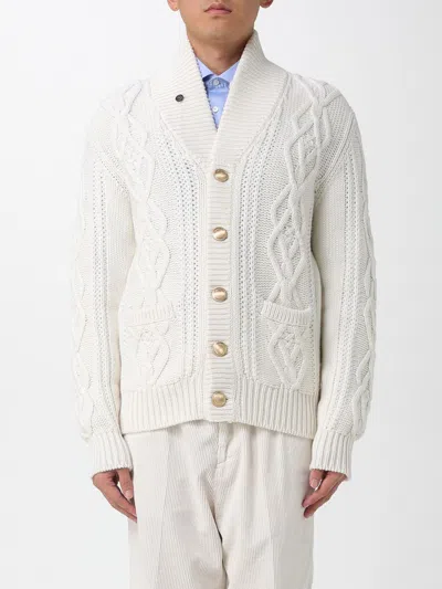 Brunello Cucinelli Cashmere Cardigan With Cable Knit Design In Neutral