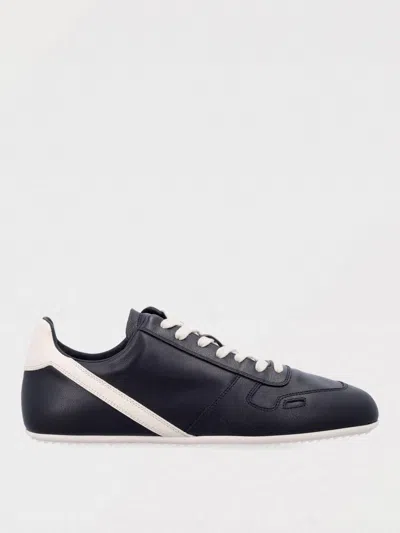 Rick Owens Black Low-top Sneakers With Contrasting Details In Leather Man In Black