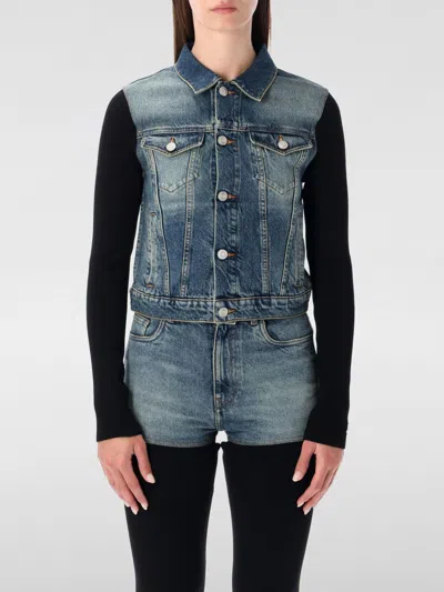 Coperni Hybrid Denim And Knit Jacket In Blue