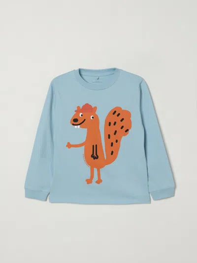 Stella Mccartney Light Blue T-shirt For Boy With Squirrel In Blue