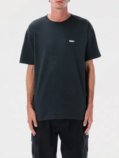 Obey Man T-shirt Black Size Xl Cotton In Black