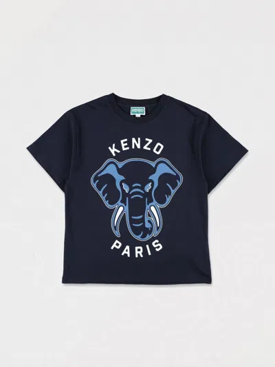 Kenzo Cotton Elephant T-shirt In Blue