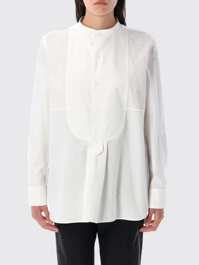 Bottega Veneta Relaxed Fit Long Sleeve Shirt With Plastron In White