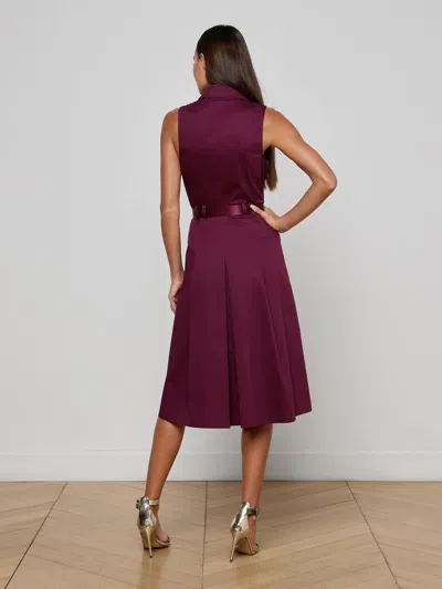 L'agence Kylo Belted Cotton Blend Shirtdress In Purple
