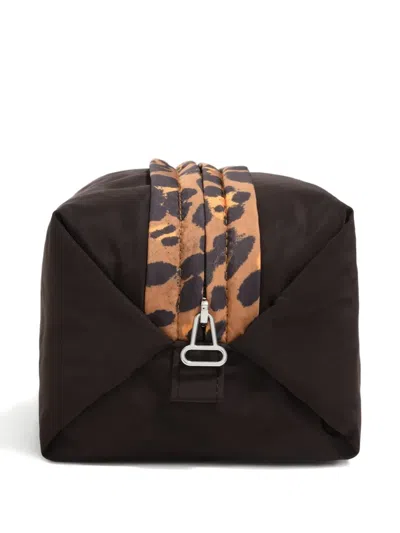 Bimba Y Lola Leopard-print Panelled Make-up Bag In Black