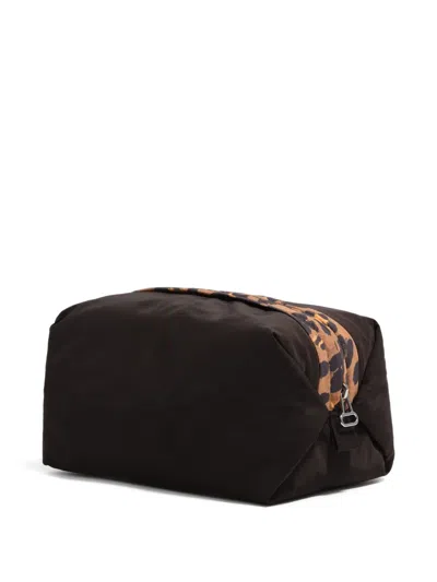 Bimba Y Lola Leopard-print Panelled Make-up Bag In Black