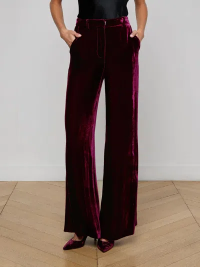 L'agence Velvet Livvy Straight Trousers In Pink