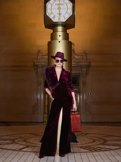 L'agence Velvet Livvy Straight Trousers In Pink