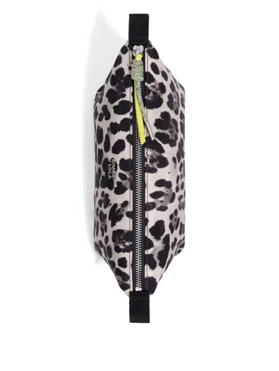 Bimba Y Lola Leopard-print Zipped Make Up Bag In Gray